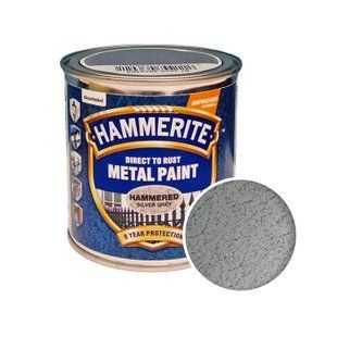 Краска молотковая 3 в 1 по металлу Hammerite Metal Paint Hammered защитная, серебристо-серая 5126385 фото
