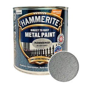 Краска молотковая 3 в 1 по металлу Hammerite Metal Paint Hammered защитная, серебристо-серая 5126387 фото