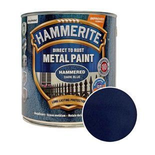 Краска молотковая 3 в 1 по металлу Hammerite Metal Paint Hammered защитная, темно-синяя 5114909 фото