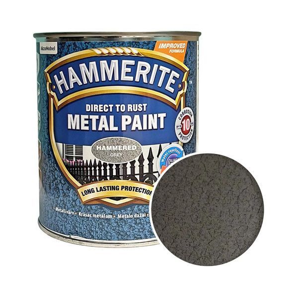 Краска молотковая 3 в 1 по металлу Hammerite Metal Paint Hammered защитная, серая 5093482 фото