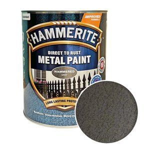 Краска молотковая 3 в 1 по металлу Hammerite Metal Paint Hammered защитная, серая 5114916 фото