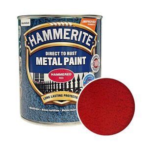 Краска молотковая 3 в 1 по металлу Hammerite Metal Paint Hammered защитная красная 5093549 фото