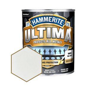 Защитная краска 3 в 1 по металлу на водной основе Hammerite Ultima Matt, матовая, белая RAL 9016 5774721 фото