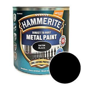 Краска 3 в 1 по металлу Hammerite Metal Paint Satin защитная, чёрная 5126439 фото