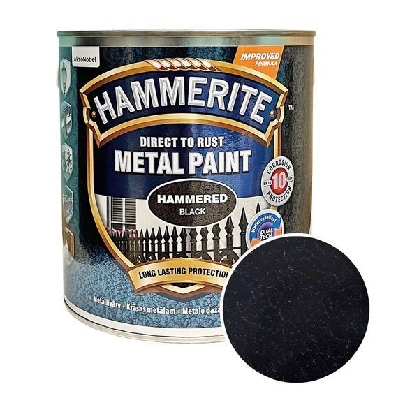 Фарба молоткова 3 в 1 по металу Hammerite Metal Paint Hammered захисна, чорна 5126348 фото
