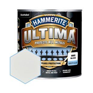 Гладкая краска 3 в 1 по металлу на водной основе Hammerite Ultima Smooth защитная, глянцевая, белая RAL 9016 5774726 фото